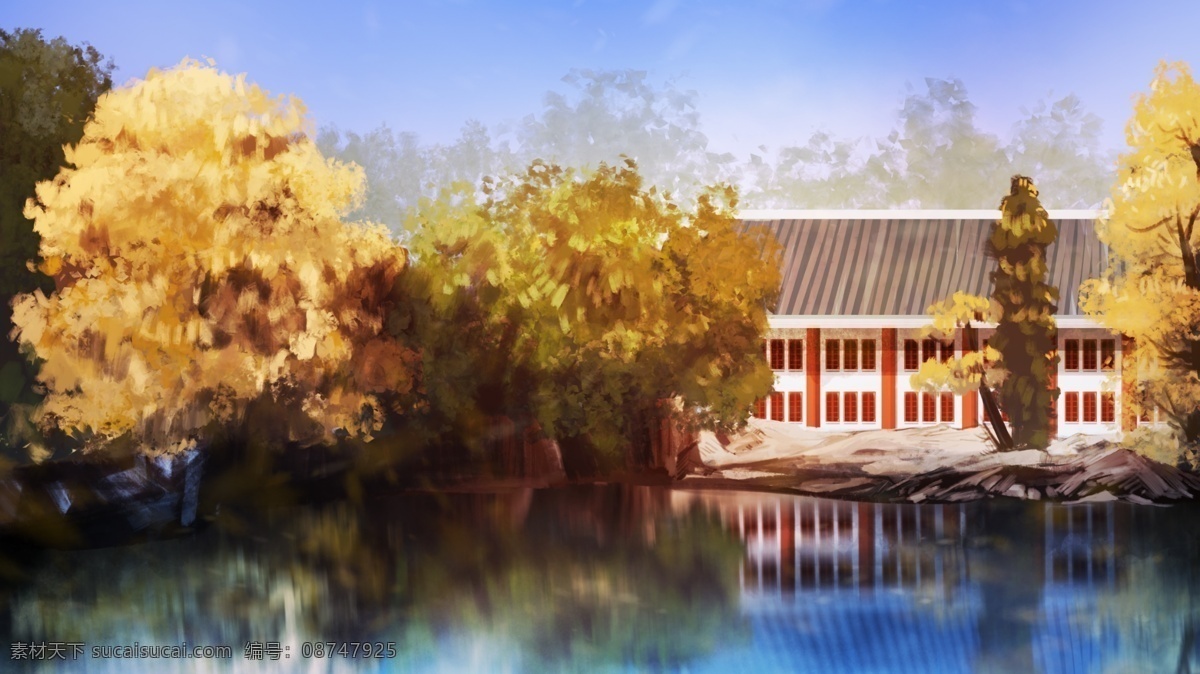 创意 涂鸦 风格 古风 建筑 颐和园 初秋 插画 风景画 风景 中国元素 传统文化 古建筑 厚涂 中国文化 传统艺术 东方元素 风景名胜 名胜古迹 北京