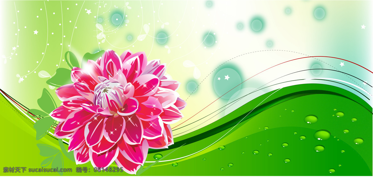 美丽 清新 花朵 背景 图 底纹 红花 花纹 绿底 条纹 圆圈 背景图片