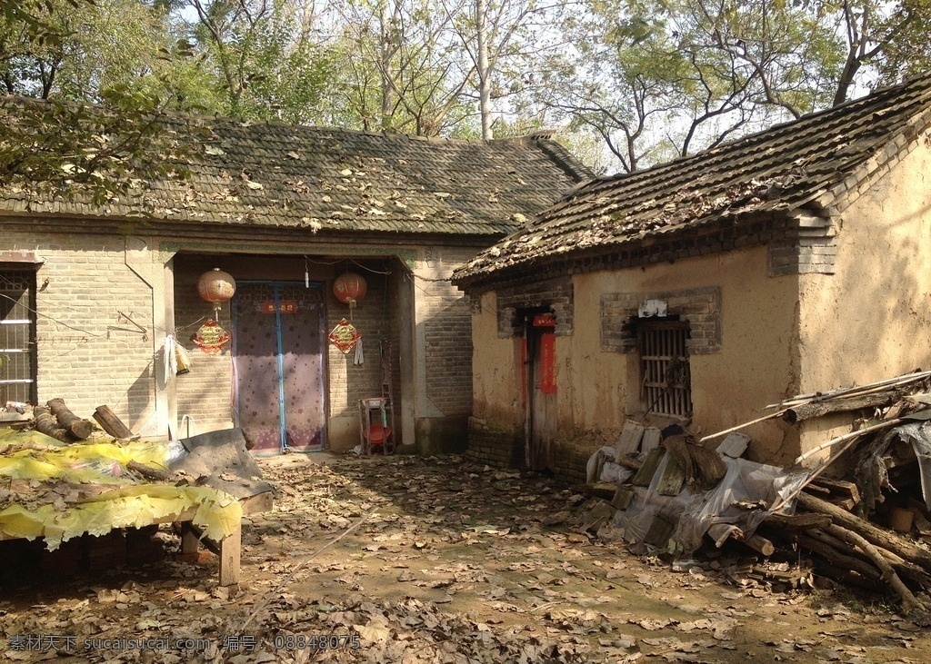 古老的院子 院子 泥屋 破旧的院子 瓦房 自然景观 田园风光