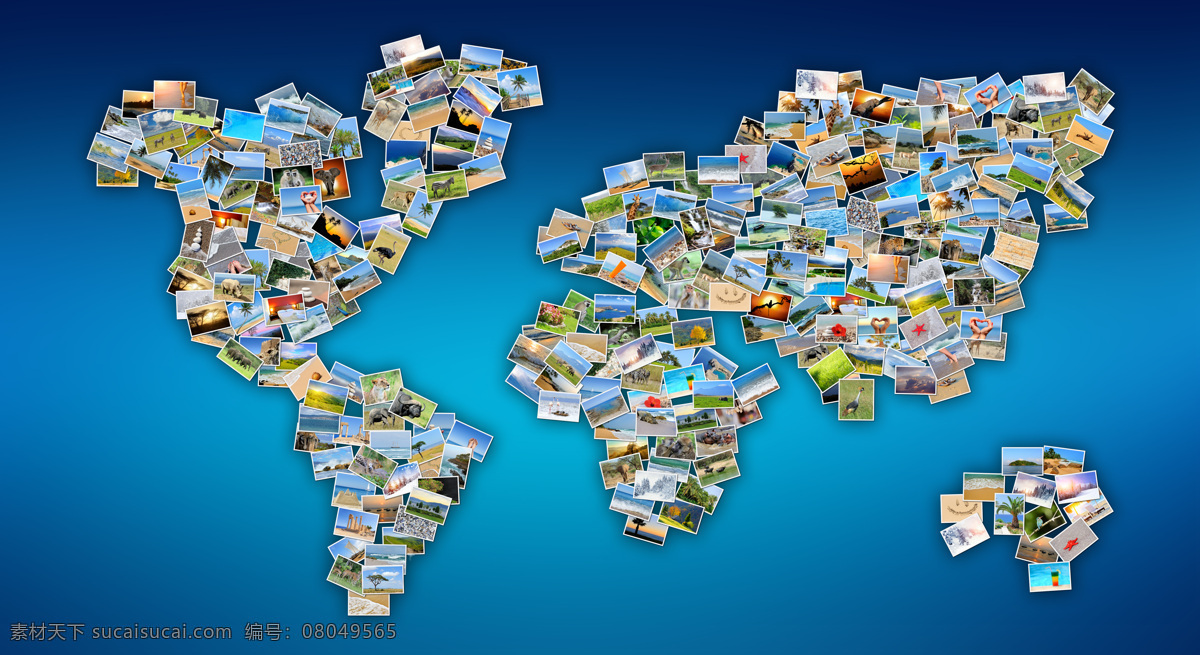 蓝色 背景 世界地图 照片 组成 地图 风景照片 风景相片 旅游景点 旅游风光 地理位置 地图图片 生活百科