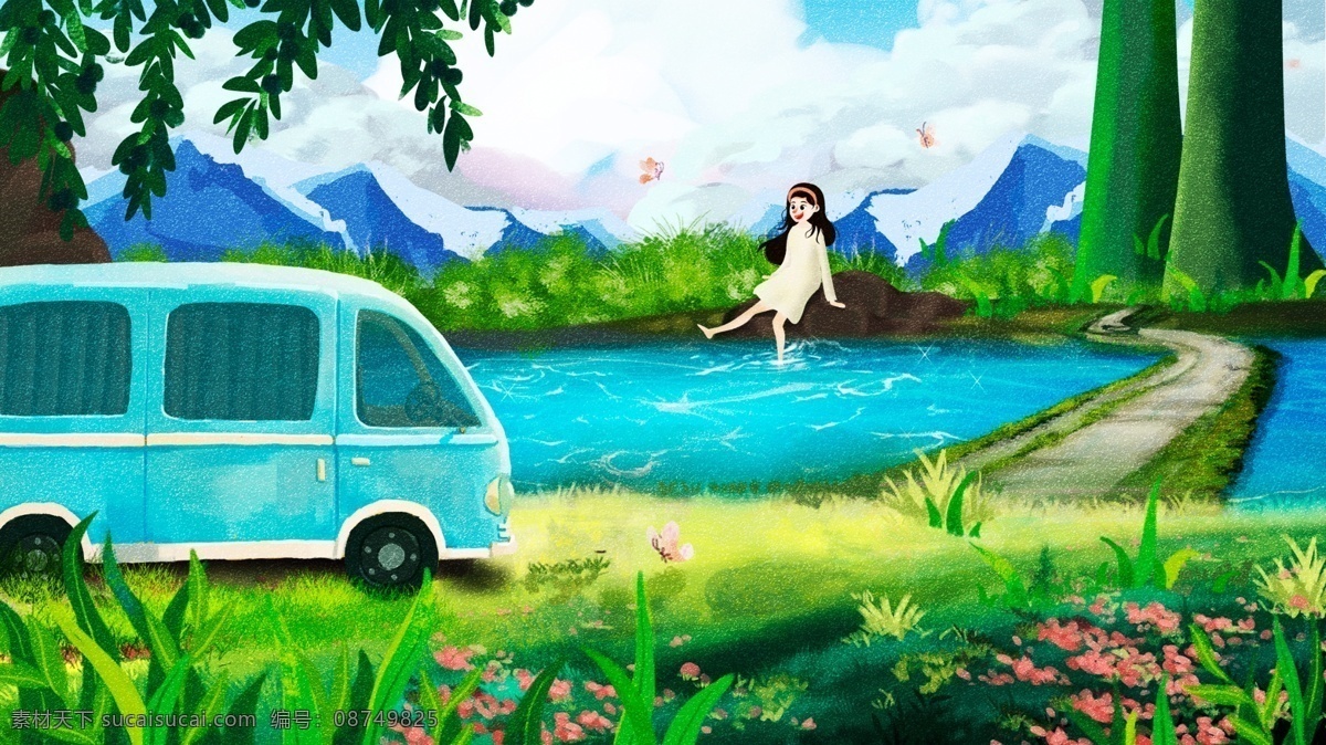 绿色 卡通 春天 你好 立夏 旅游 插画 自驾游 春季旅游 踏青 春游 夏天旅游 假期旅游 旅行箱子 暑假旅游 出国旅游 旅游海报 旅行旅游 行李箱 照相机 地图 指南针 世界地标 矢量 行李 旅游套餐