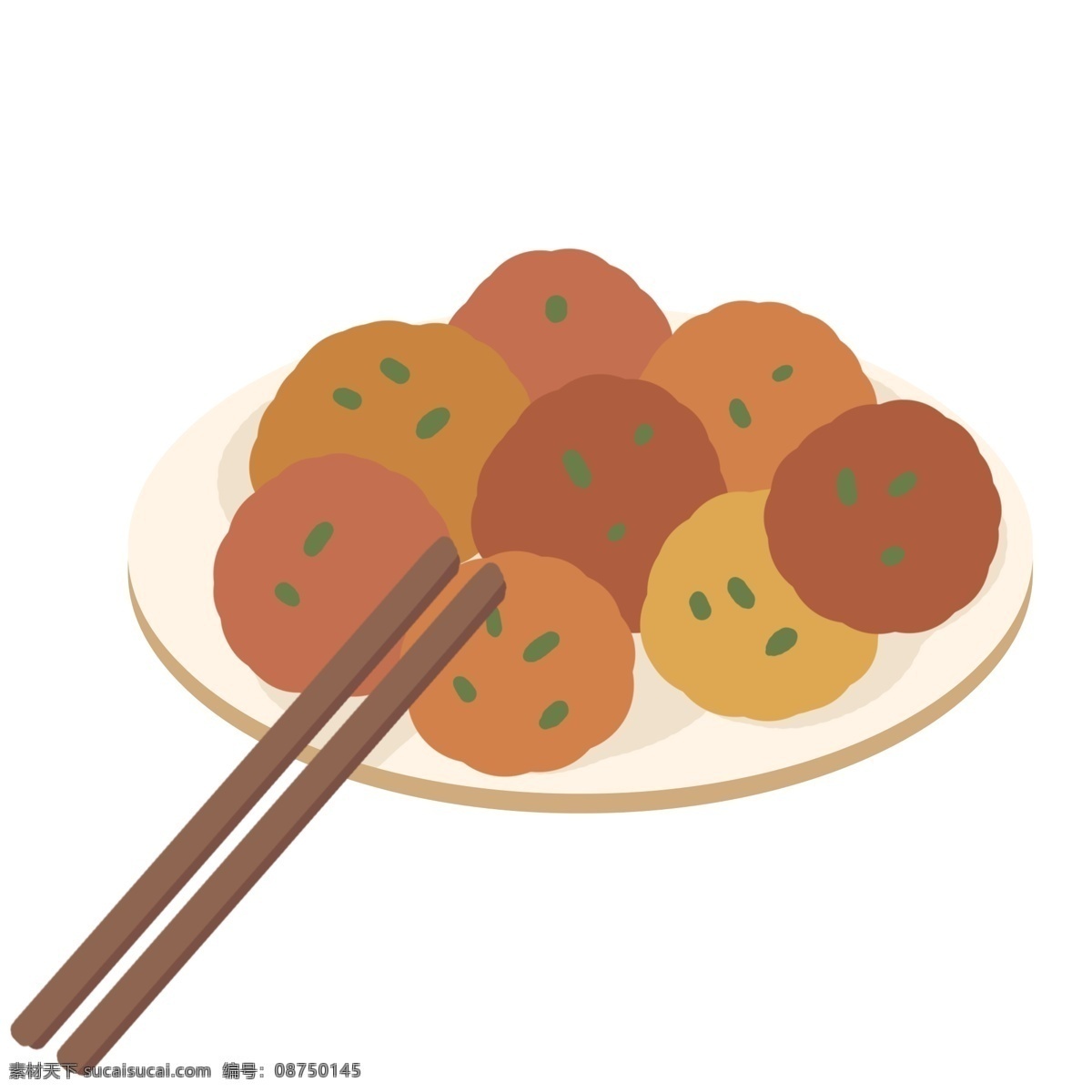 炸丸子 小吃 插画 炸丸子小吃 卡通插画 小吃插画 美食插画 食物插画 零食小吃 圆圆的丸子