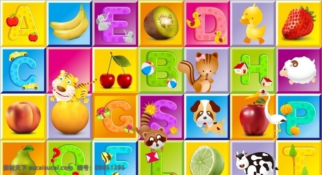 淘气堡围布 字母 动物 围布 高清卡通 水果 共享 动漫动画