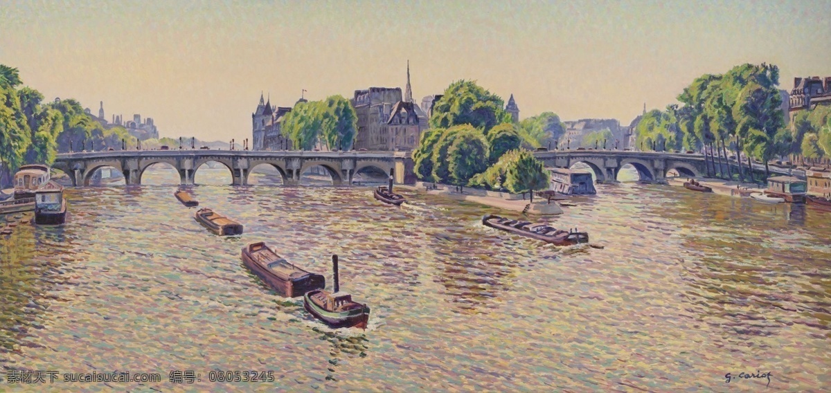 大师 画家 风景画 静物 油画 建筑 装饰画 paris at pontneuf cariot gustave 人物 高清 西方 国外 现代 家居装饰素材