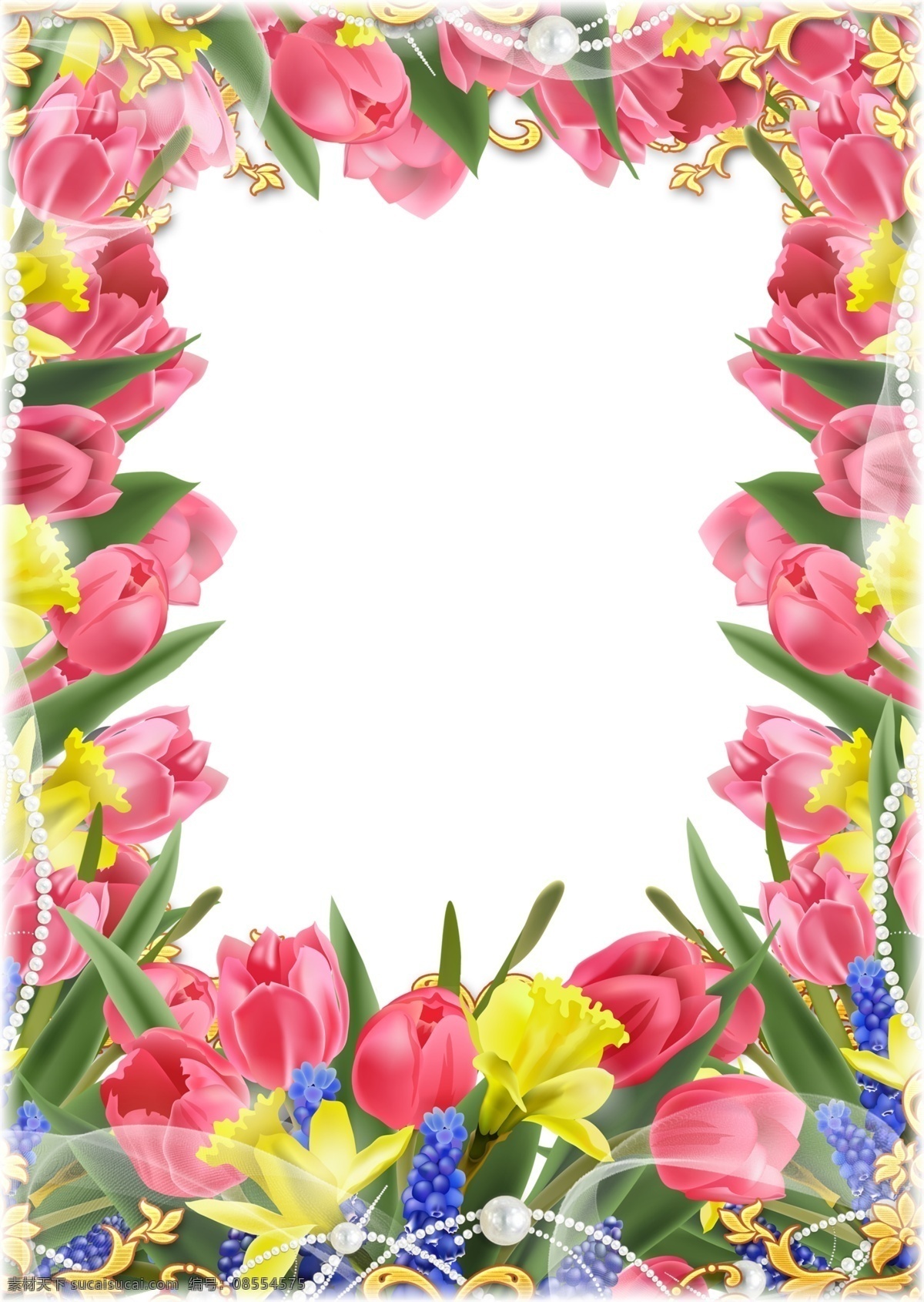 花朵背景插图 花朵 背景 插图 边框 相框 花边 底纹边框 其他素材