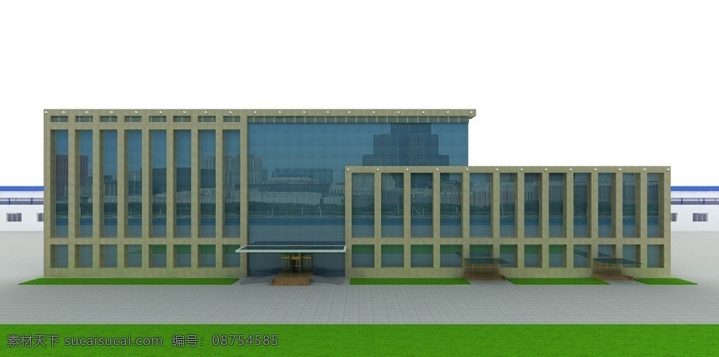 幕墙 办公楼 建模 绿化 园林 室外模型 3d设计模型 源文件 max