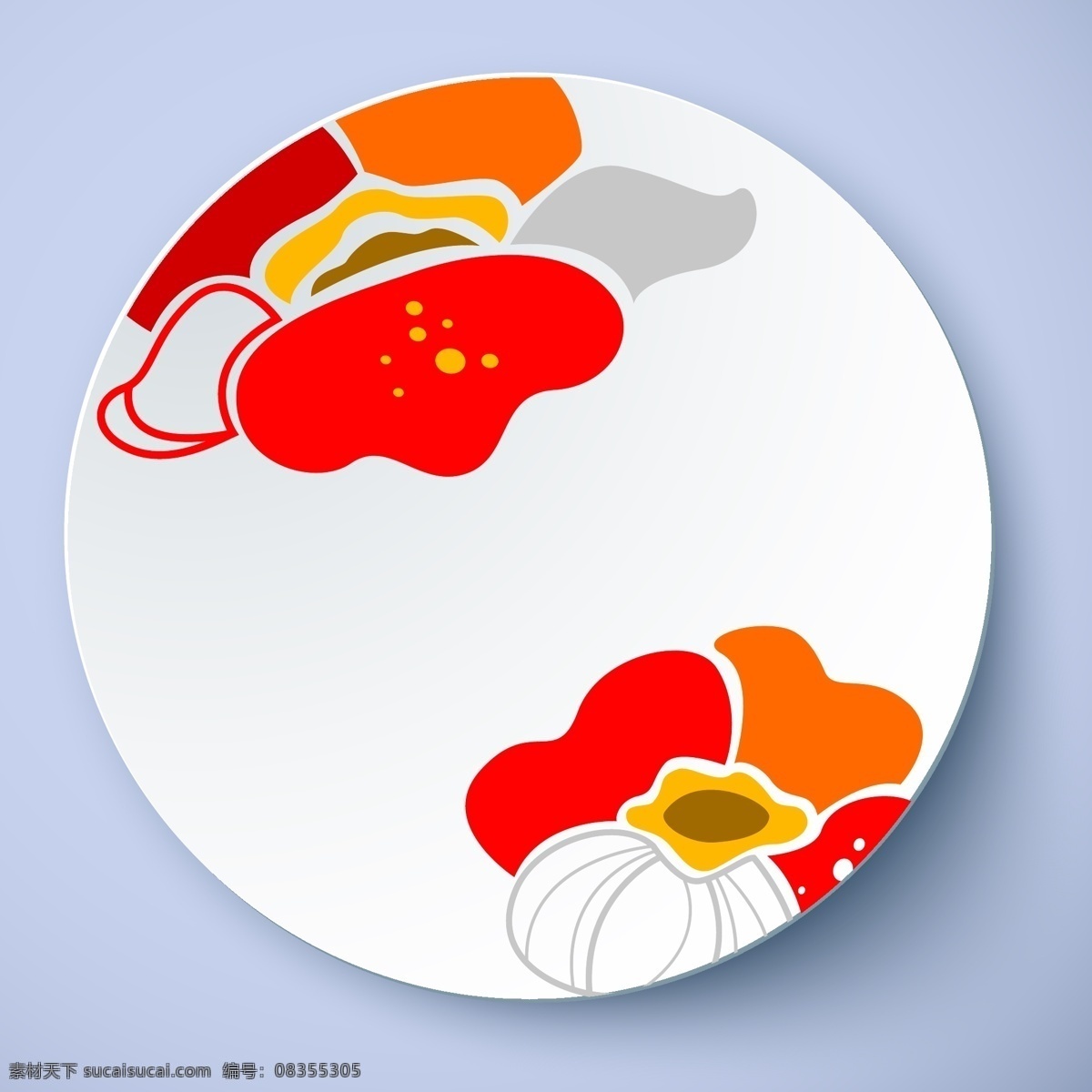 手绘 花卉 花纹 盘子 图案 瓷盘 花卉花朵 矢量图 盘子花纹 其他矢量图