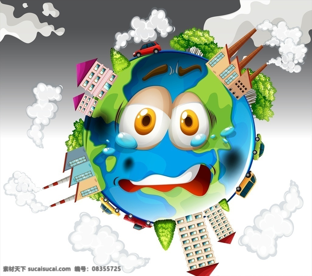 卡通地球 地球 卡通 地球日 爱护地球 环保 环境 保护大自然 生态 城市生活 节能环保 卡通设计