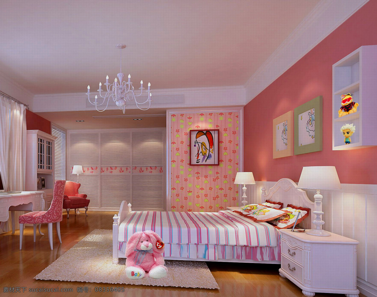 粉色 系 公主 房间 卧室 效果图 粉色房间 公主房间 卧室设计图 卧室背景图 环境设计 室内设计