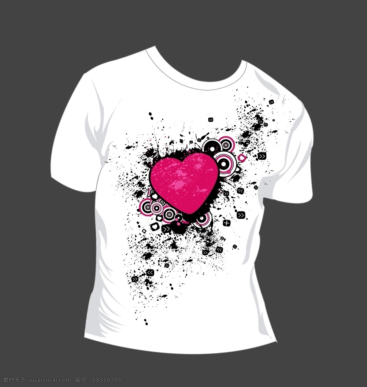 潮流 tshirt 模板 矢量 潮流图案 骷髅头 墨迹 心形 衣服 图案 骷髅 头 海报 其他海报设计