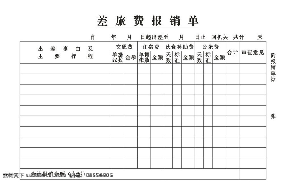 差旅报销单 金额 日期 天数 价格