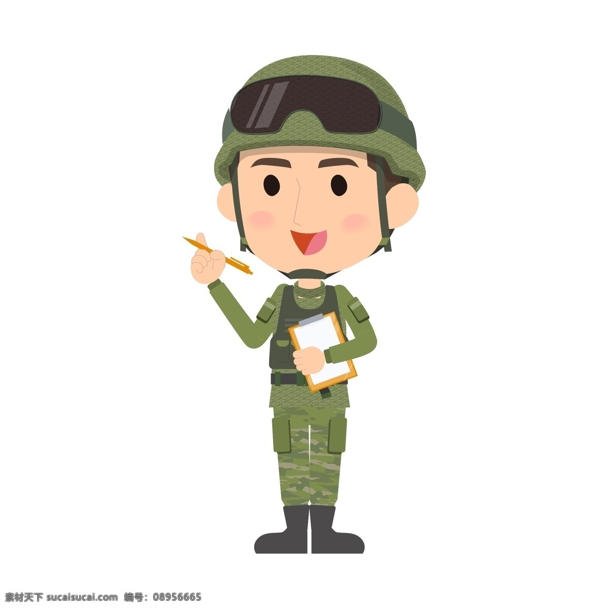 卡通战士 可爱 卡通 扁平化 战士 军人 士兵 迷彩服 人物 背景 海报 宣传 矢量素材 卡通军人