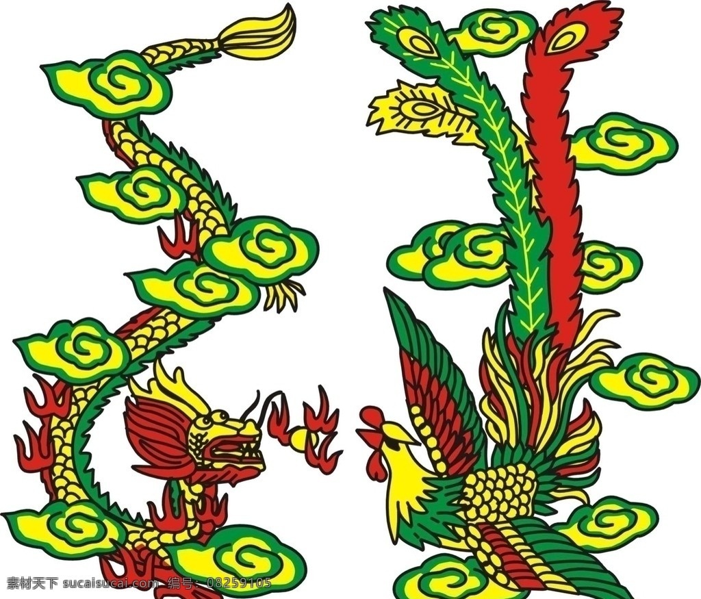 龙凤 花纹 背纹 图腾 花纹花边 底纹边框 矢量