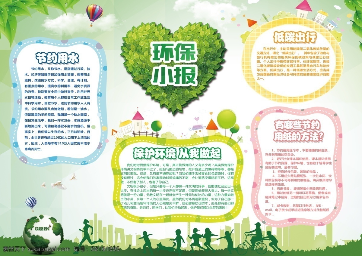 绿色 保护 环境 环保 小报 环保小报 节约用水小报 保护环境小报 保护环境 绿色环保小报