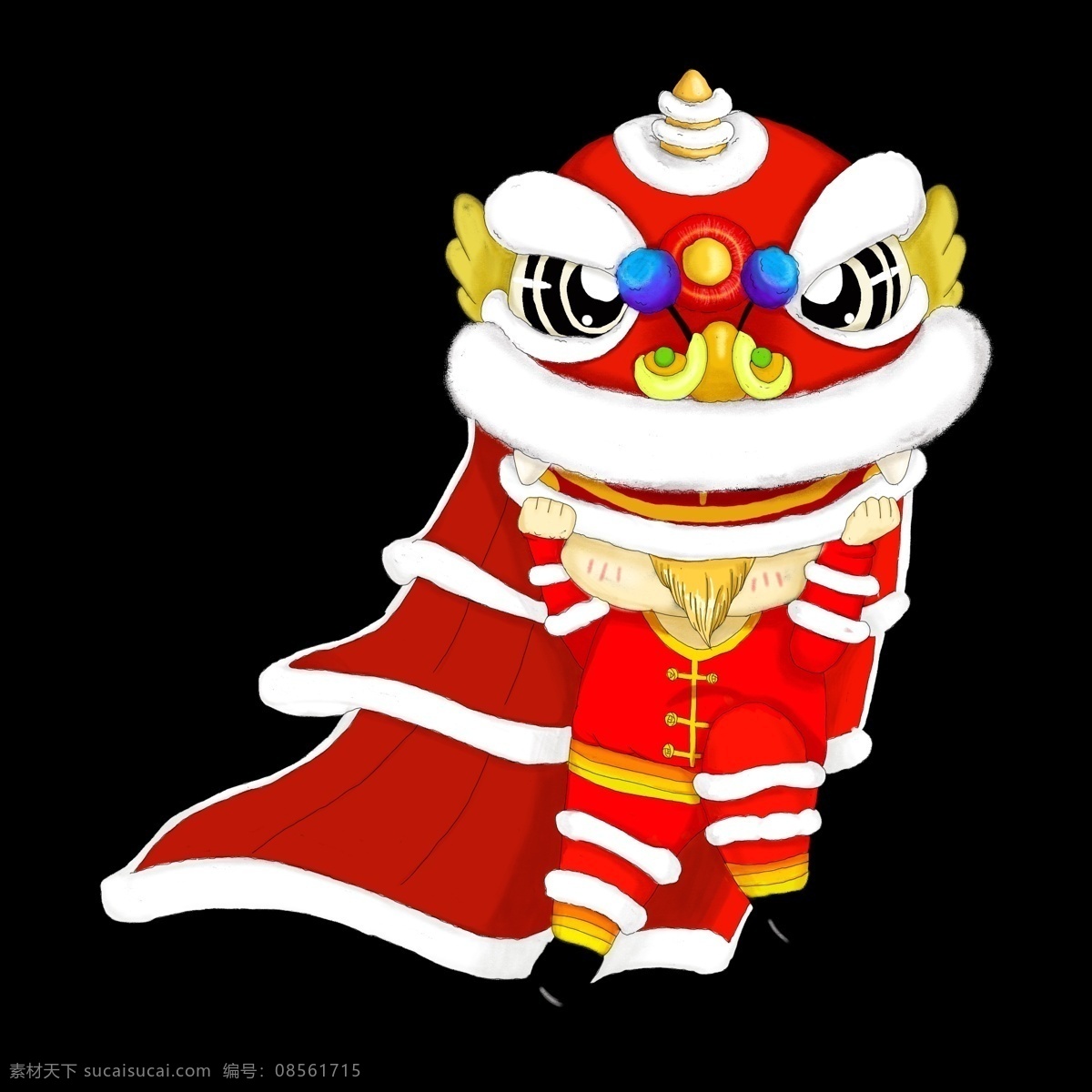 2019 新年 喜庆 红色 手绘 风 舞狮 商用 2019年 红色狮子