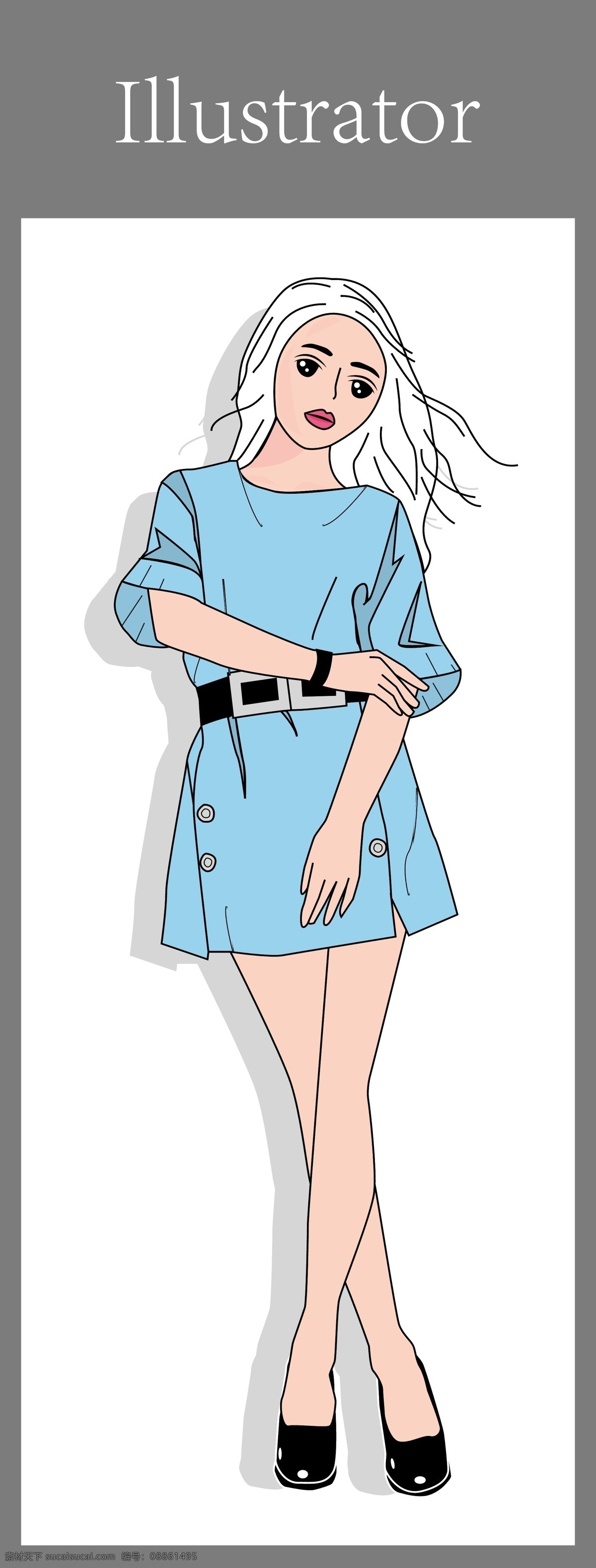 少女 插画 服装模特 卡通插画 模特 少女插画 服装展示