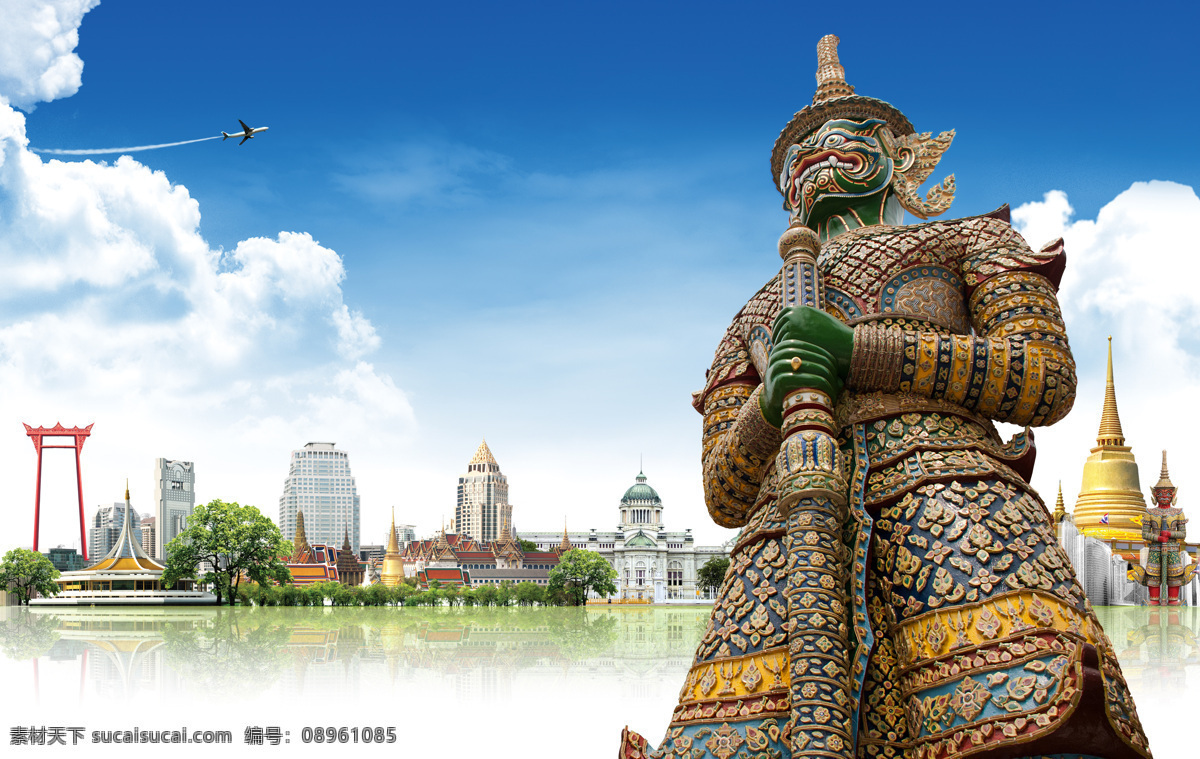 泰国旅游 泰国风景名胜 泰国景点 美丽风景 泰国旅游景点 泰国雕塑 塑像 名胜古迹 自然景观 白色