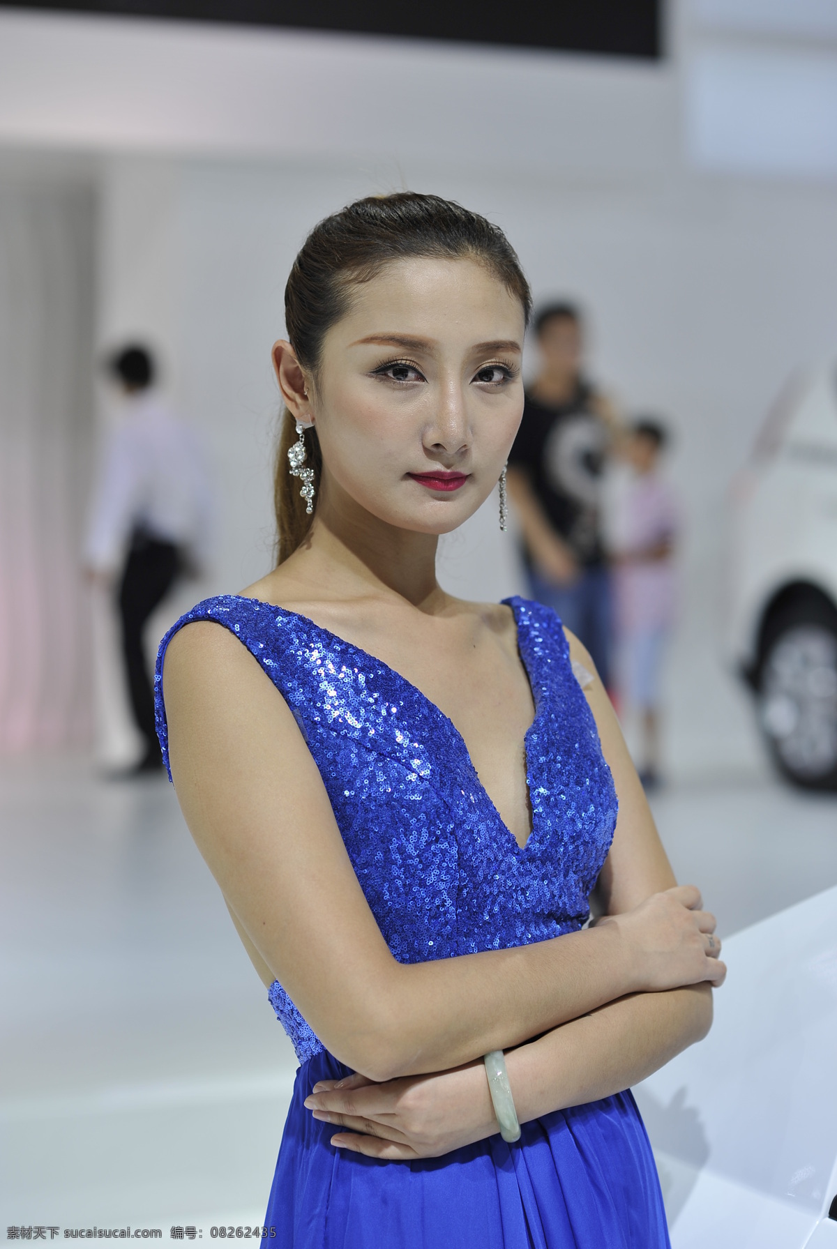 2014 海西 车展 模特 车模 性感 美女 宝贝 标准 身材火辣 蕾丝长裙 职业人物 人物图库