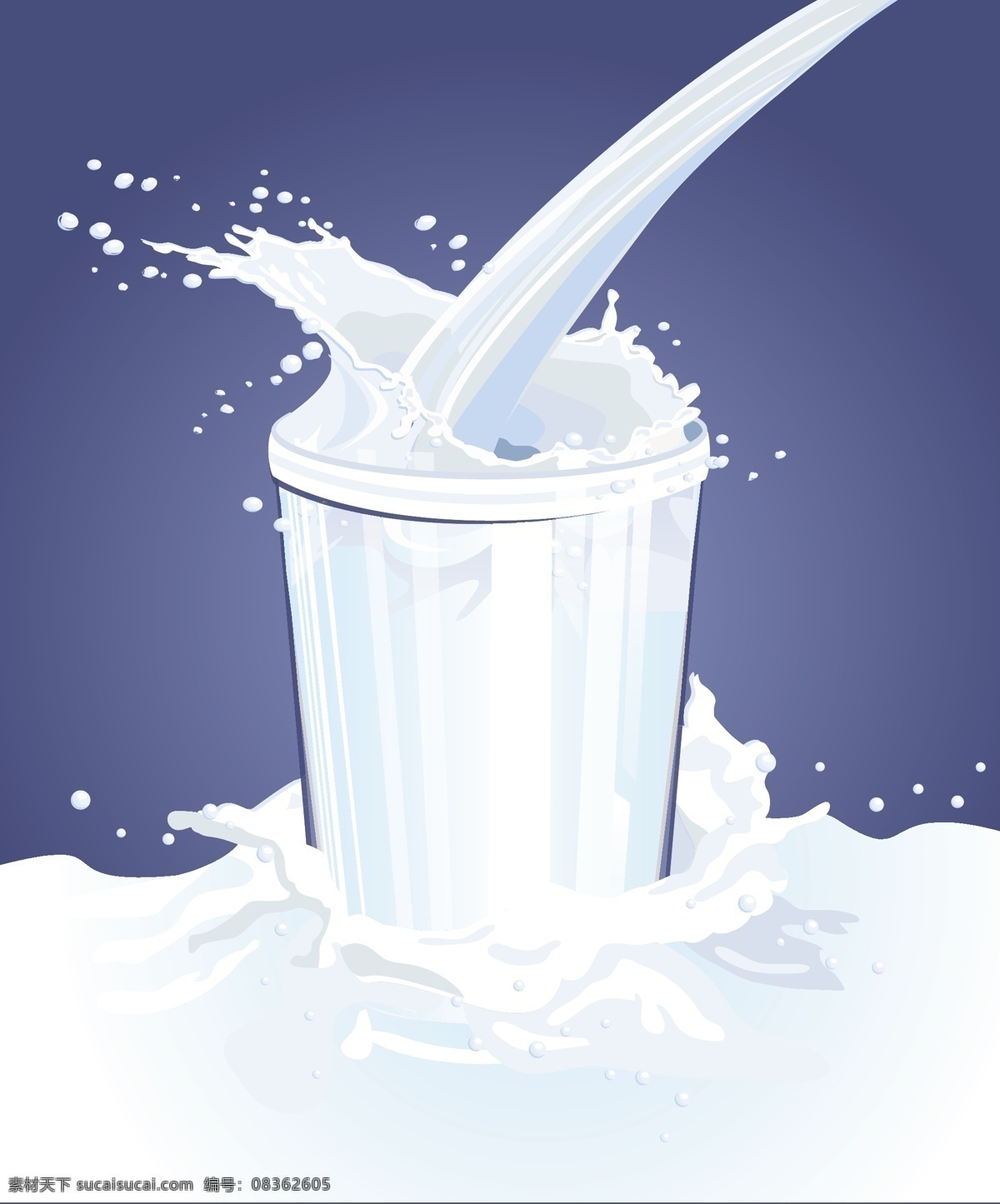 杯子与奶花 杯子 奶花 牛奶 饮料 食物 生活百科 矢量素材 白色