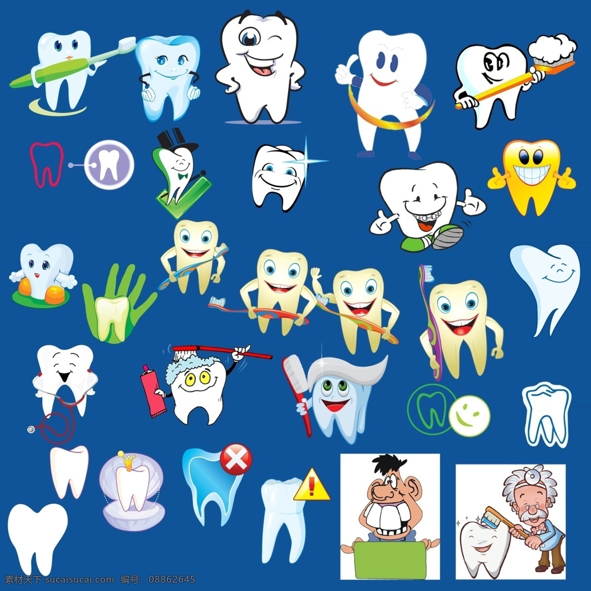 各种 牙齿 牙刷 卡通画 牙刷卡通画 psd源文件