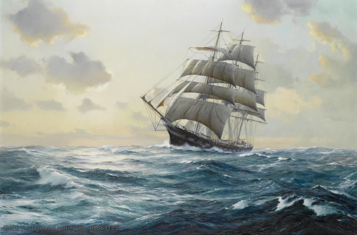 欧式油画 宫廷 风景 装饰画 海报 无框画 复古 抽象 帆船 航海 大海 油画 文化艺术 绘画书法