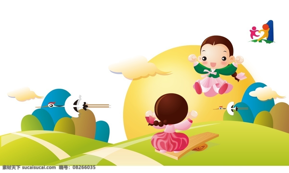 幼儿园 墙面 朝鲜族 风格 卡通 白色