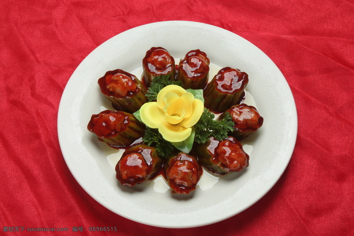 煎酿苦瓜 香煎 生煎 煎菜 热菜 粤菜 融合菜 菜 餐饮美食 传统美食 红色