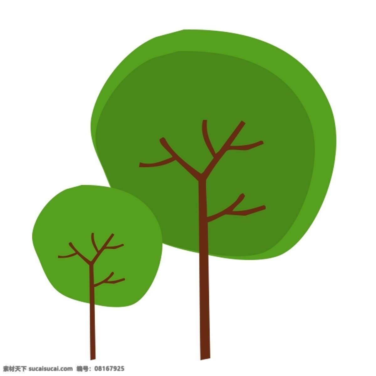 绿色 水彩 树木 卡通 透明 小树 叶子 浪漫 唯美 清雅 免扣素材 透明素材