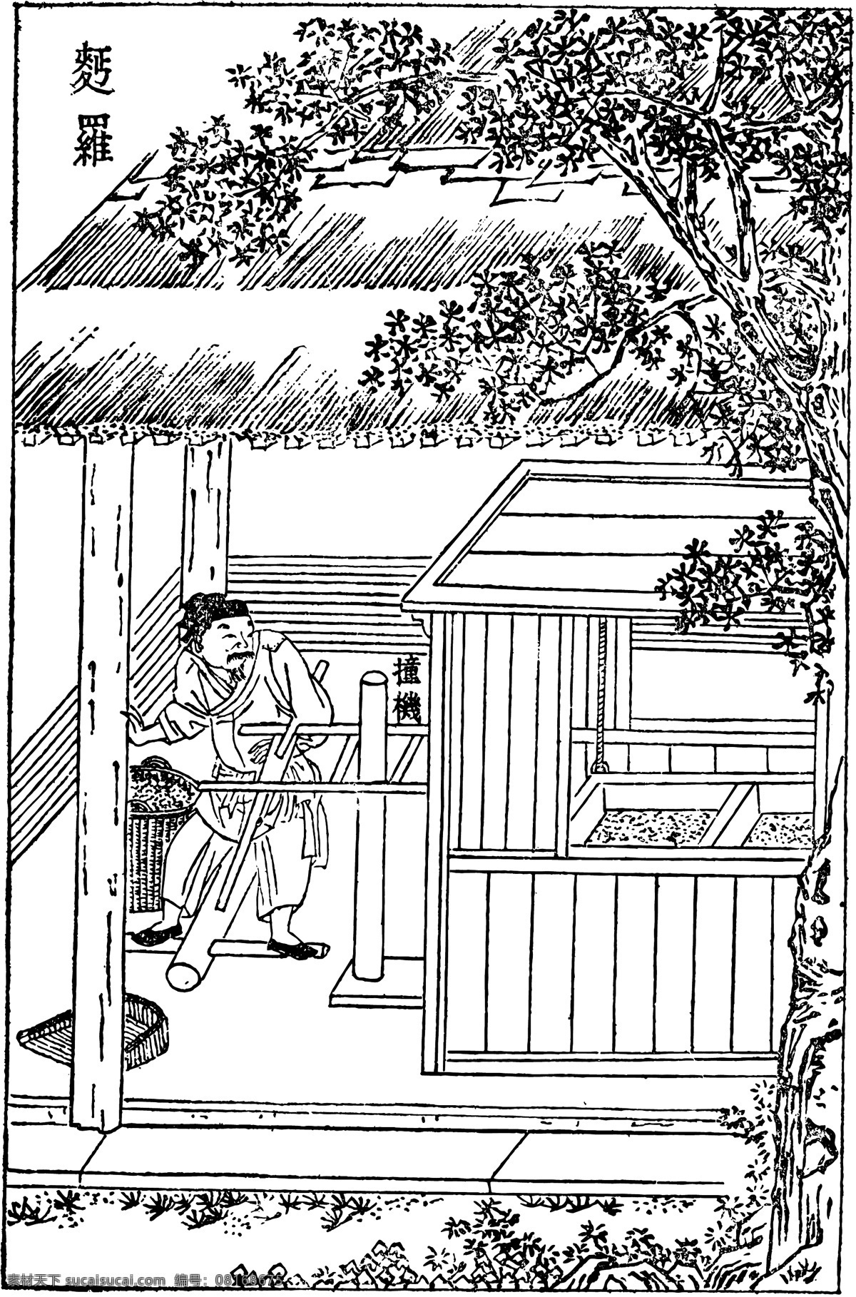 工艺 古代人物 古风 人物 日常生活 中国 古代工艺 矢量 线描 人物工笔画 务农 天工开物 技艺 天工 开 物 系列 矢量图 其他矢量图