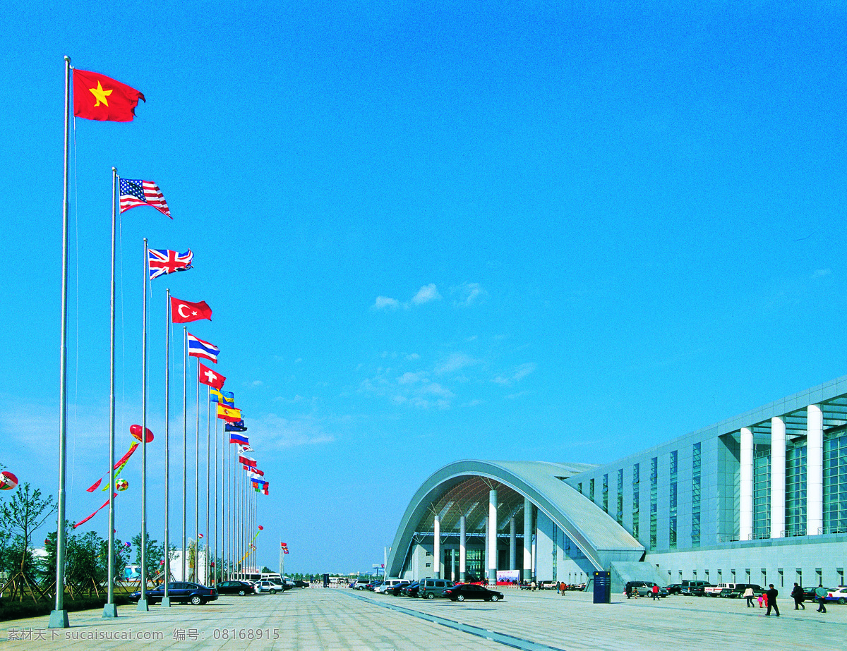 宁波 国际 会展中心 建筑景观 展览展示 自然景观 江东区 东部新城 国旗飘飘 psd源文件