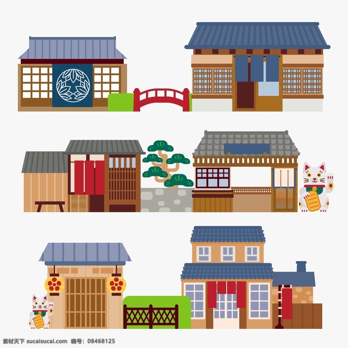 特色 时尚 日本 建筑 外观 插画 房子 旅行 风情