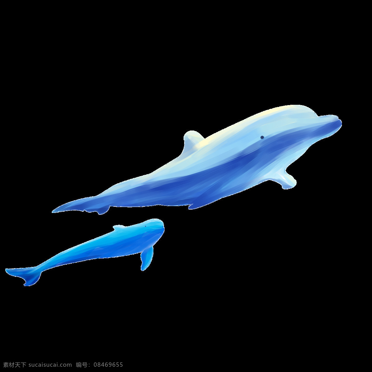 卡通 手绘 海豚 商用 元素 蓝色 动物 海洋生物 psd设计