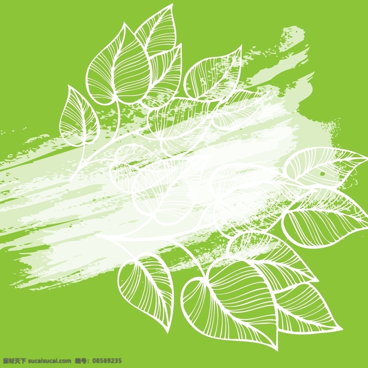 水墨 叶子 清爽 手绘 矢量图 花纹花边