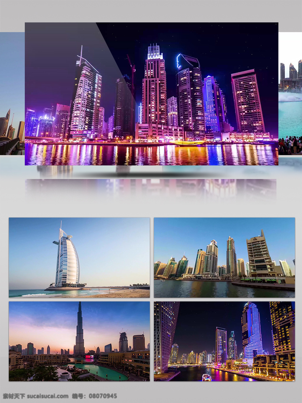 4k 科技 大厦 梦幻 智能 城市 喷 美 景观 迪拜 夜景 喷美 现代 滨水城市 城市天际线 帆船酒店 夜景灯光