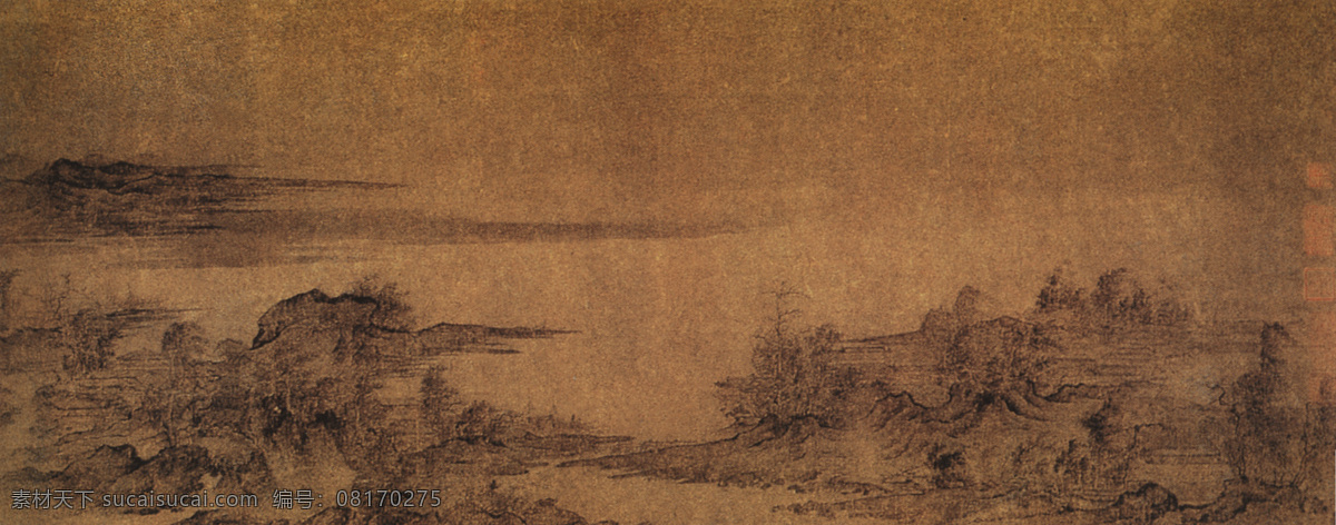 山水 名画 书画 江山 楼 观 图 二 卷 国画 山水画 中国水墨画 文化艺术