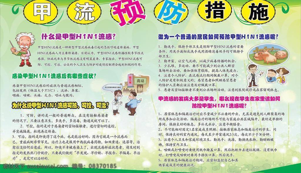 甲 流 预防 措施 背景矢量图 矢量花纹 展板模板 矢量 其他展板设计