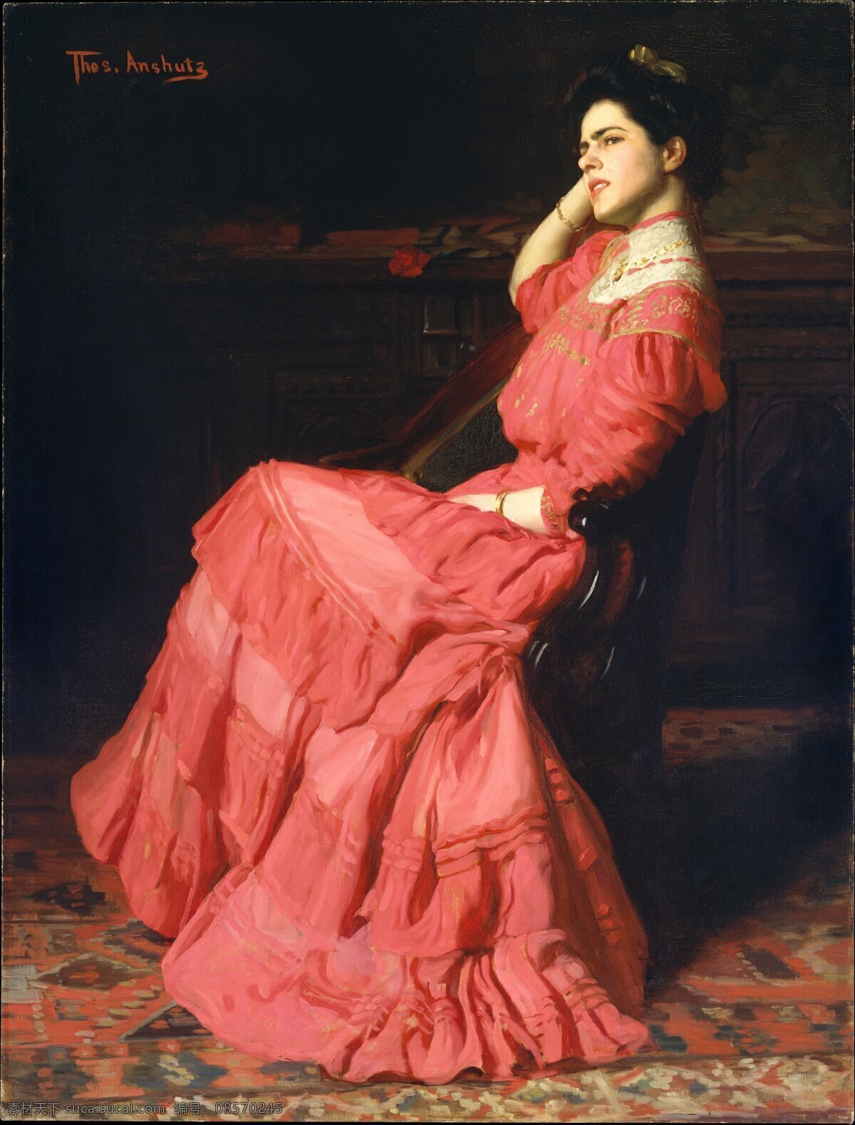 托马斯油画 妇女油画 坐椅子油画 西方油画 人物油画 肖像画 人像油画 欧洲人物油画 国外人物油画 外国女人油画 贵妃油画 贵族油画 古典油画 油画 文化艺术 绘画书法