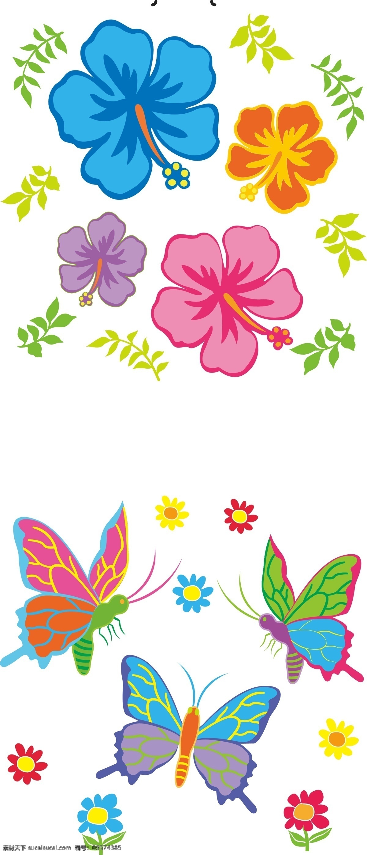 花朵蝴蝶 花朵 蝴蝶 花边 花纹 采色蝴蝶 花纹花边 底纹边框 矢量