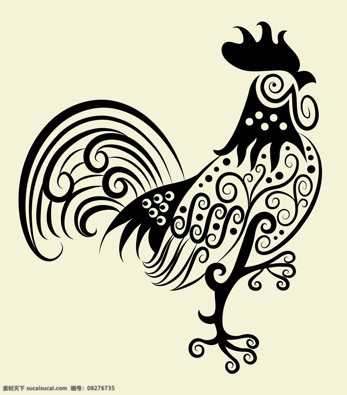 花纹 公鸡 矢量图 鸡冠 爪子 其他矢量图