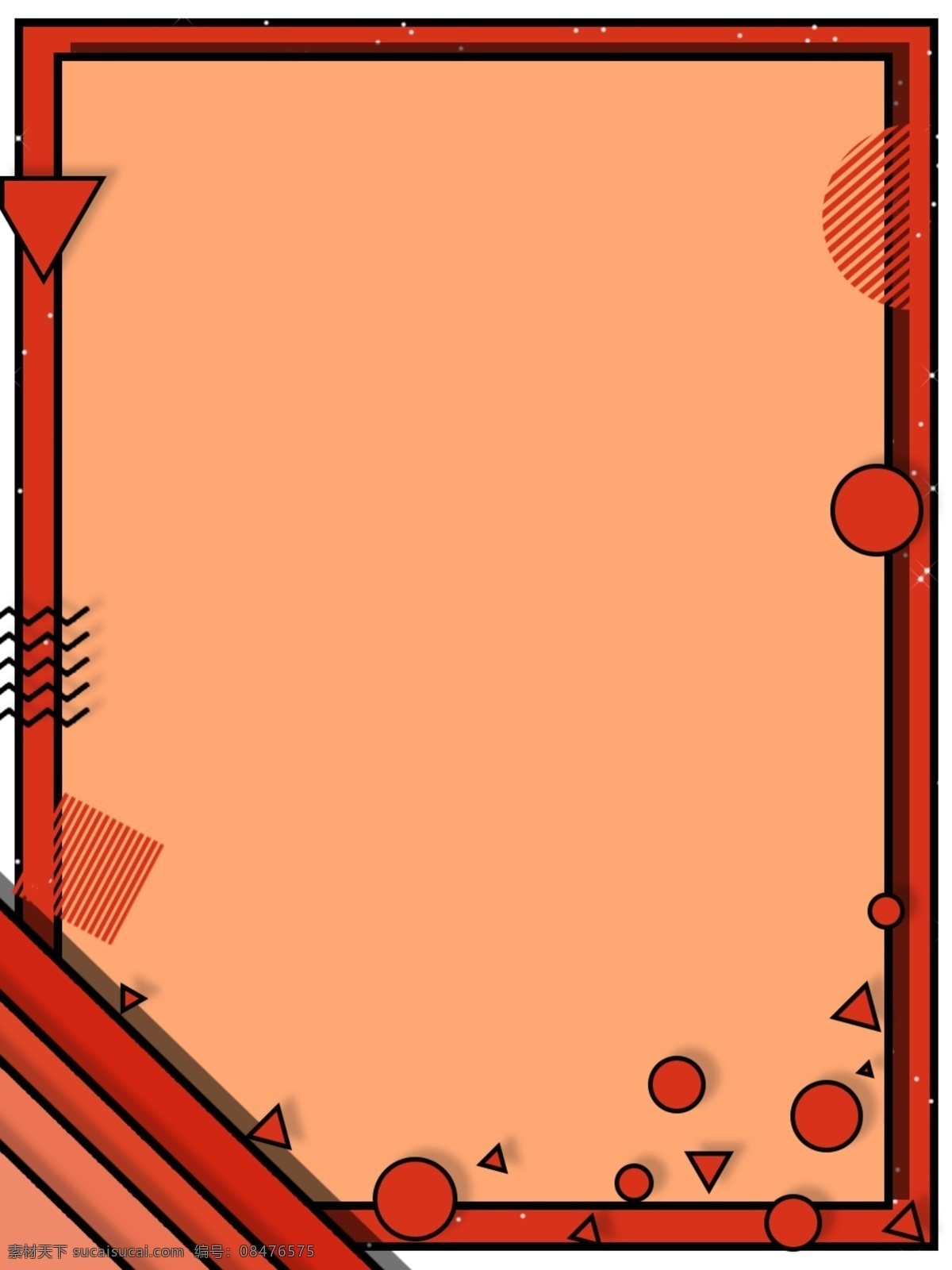 原创 砖 红 简约 时尚 边框 背景 促销 文艺 几何 线条 孟菲斯 砖红色