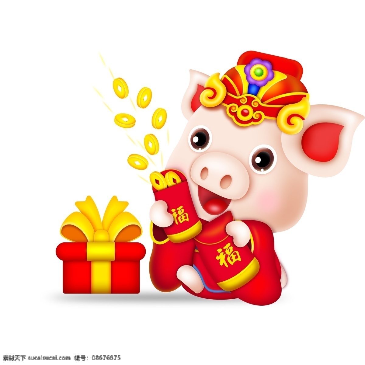 2019 猪年 大吉 元素 新年元素 福字 红包 装饰图案 简约 猪事大吉 猪年快乐 新年 元素装饰 元素设计 psd元素