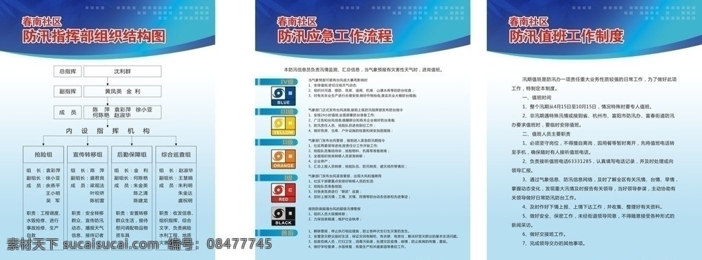 防汛 防汛指挥部 展板 工地 结构图 工作流程 工作制度 制度 广告矢量 矢量