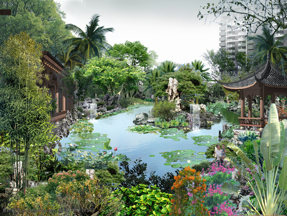 环境设计 假山 景观设计 绿化 水景 亭 园林 口 市 太阳岛 小区 设计素材 海口市 模板下载 热带园林 家居装饰素材