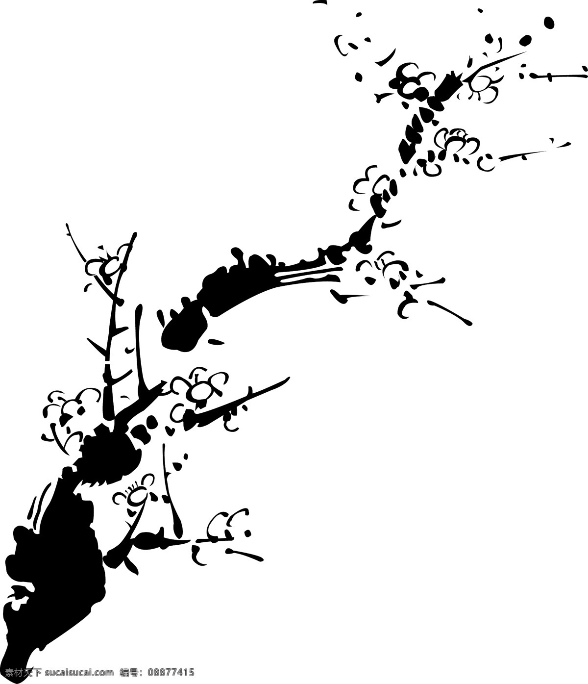 印花 矢量图 服装图案 梅花 水墨 艺术风格 印花矢量图 植物 面料图库 服装设计 图案花型