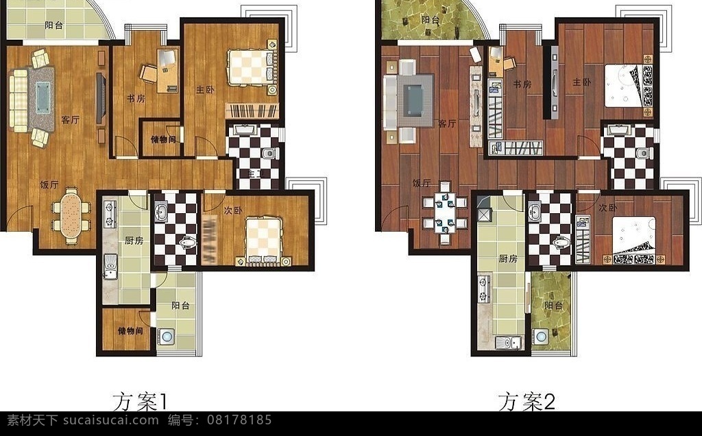 户型平面图 单体平面图 户型 沙发 卧室 床 厨房 平面图 建筑家居 室内设计 矢量图库