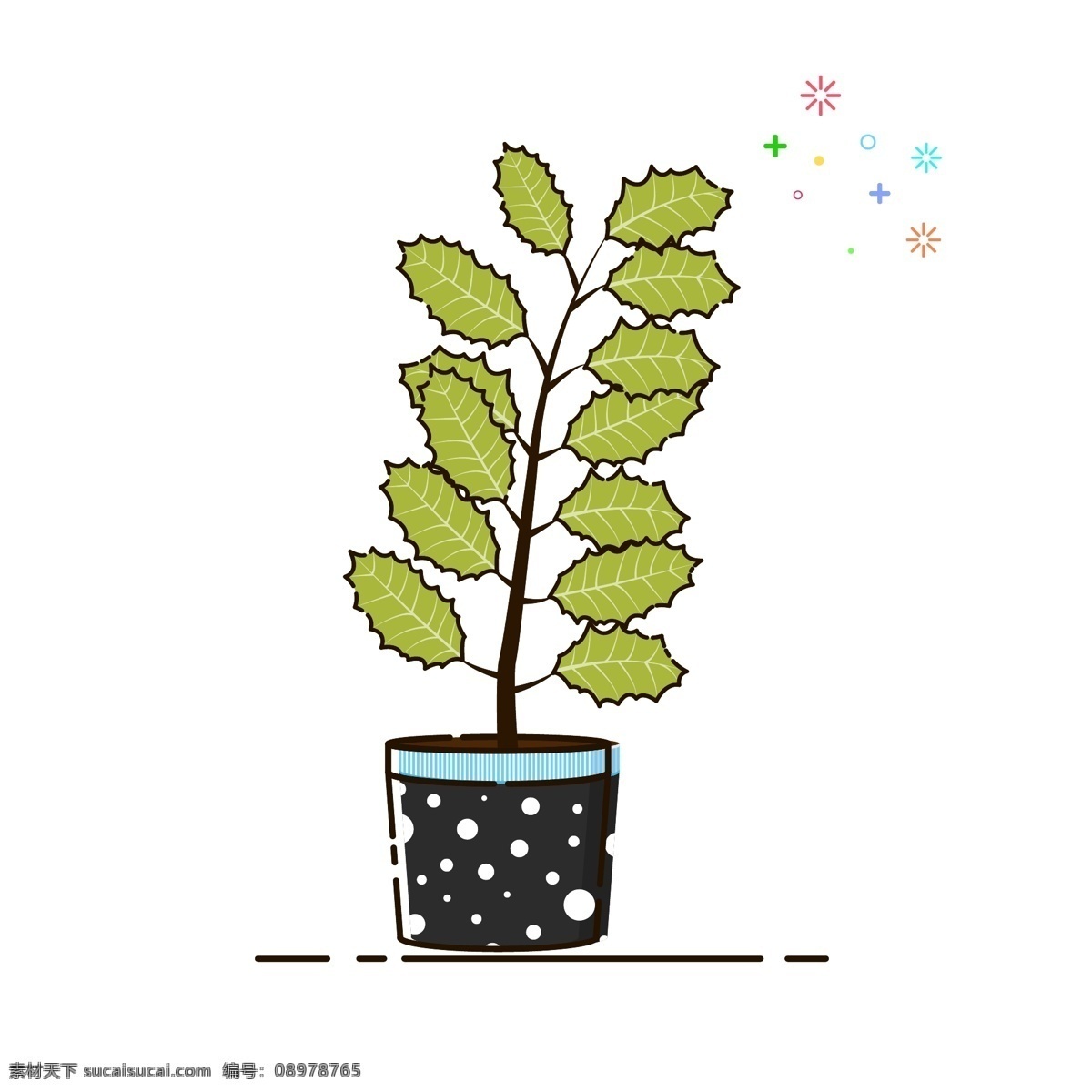 手绘 矢量 mbe 风格 绿植 手绘矢量 植物 美化 净化空气 可爱 小清新 透明底免抠
