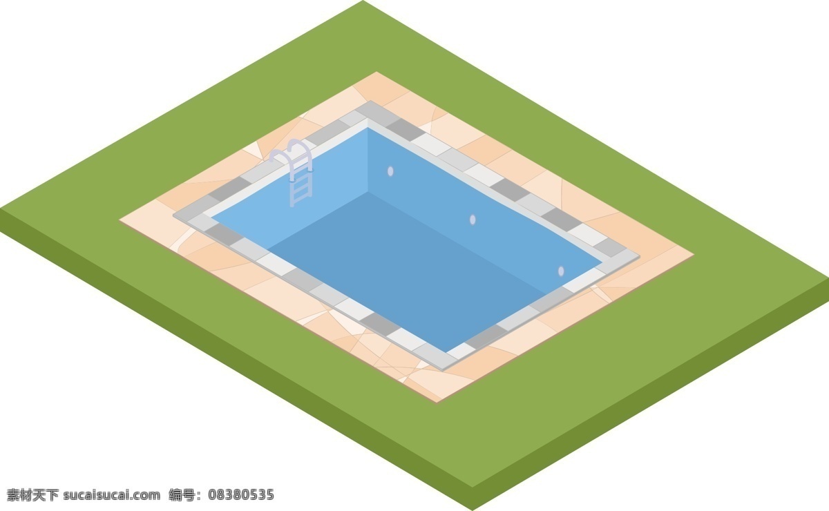 d 游泳池 蓝色 商用 元素 2.5d 绿色 立体 ai素材c