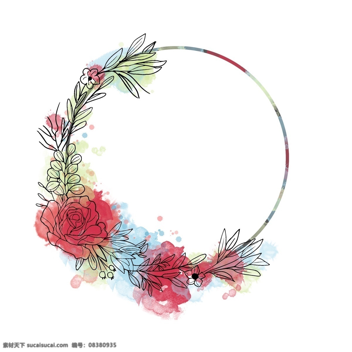 森 系 小清 新手 绘 绿叶 花卉 边框 手绘 春夏季 植物 唯美 浪漫 小清新