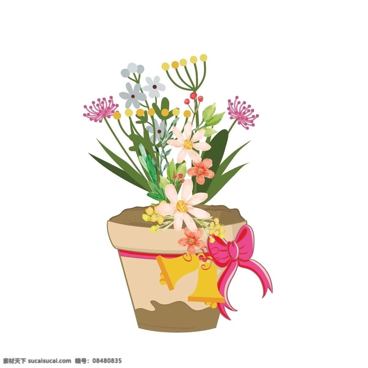 手绘 矢量 鲜花 盆栽 植物 元素 矢量花 手绘花 叶子 绿叶 花 矢量植物 矢量鲜花 矢量元素 装饰元素 设计元素 元素设计 元素装饰 绿植