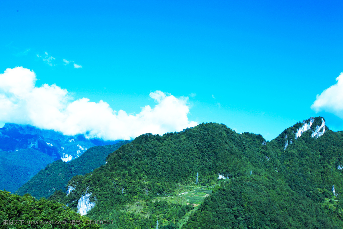 山峰 大山 蓝天白云 自然风光 神农架风光 山海 自然景观 山水风景